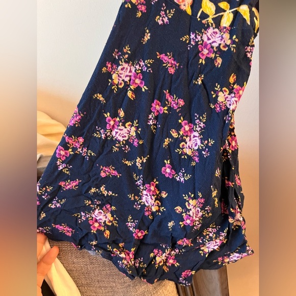 NWT Free People Tunic Open-back Floral Navy Mini Dress - XS - Picture 7 of 15
